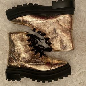 COPY - NEW SCHUTZ Gold metallic combat boots 6